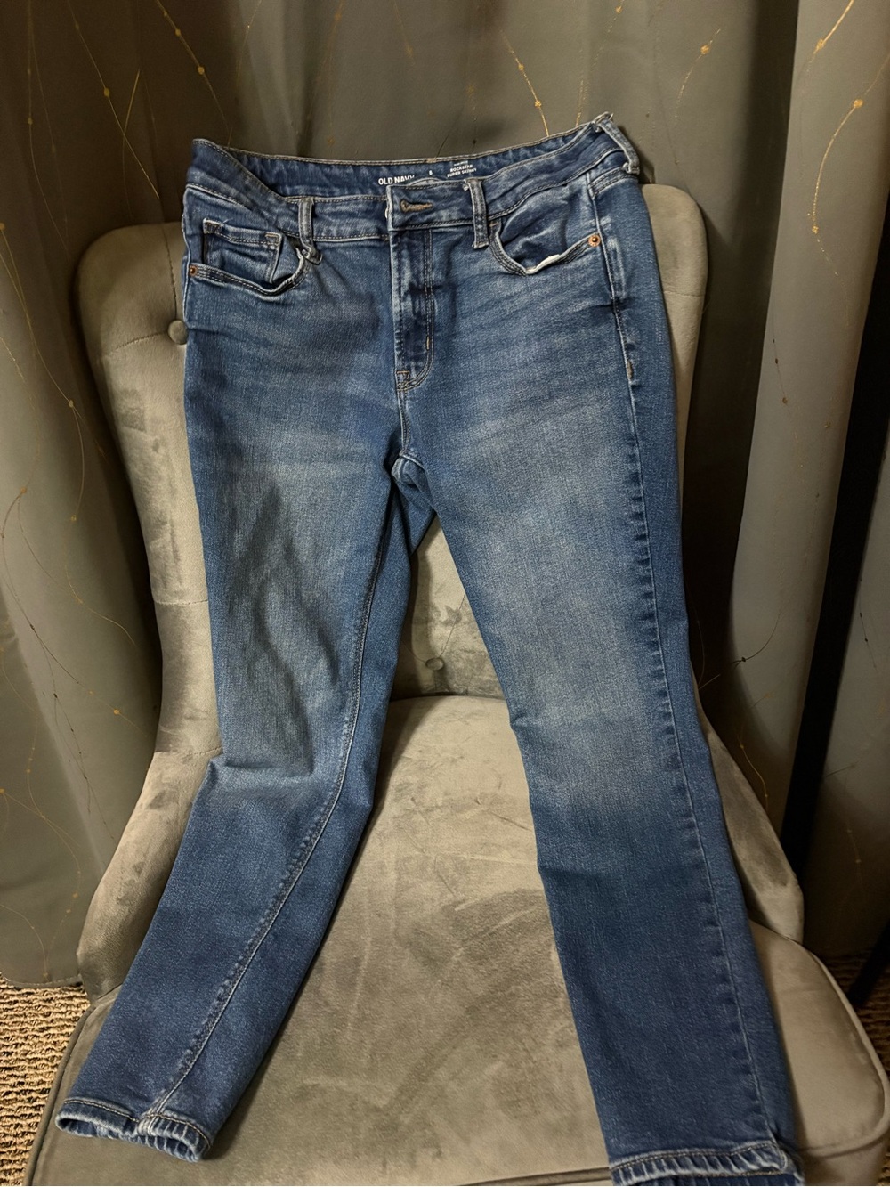 Old Navy Mid-Rise Rockstar Super Skinny Jeans Blue Size 8 P